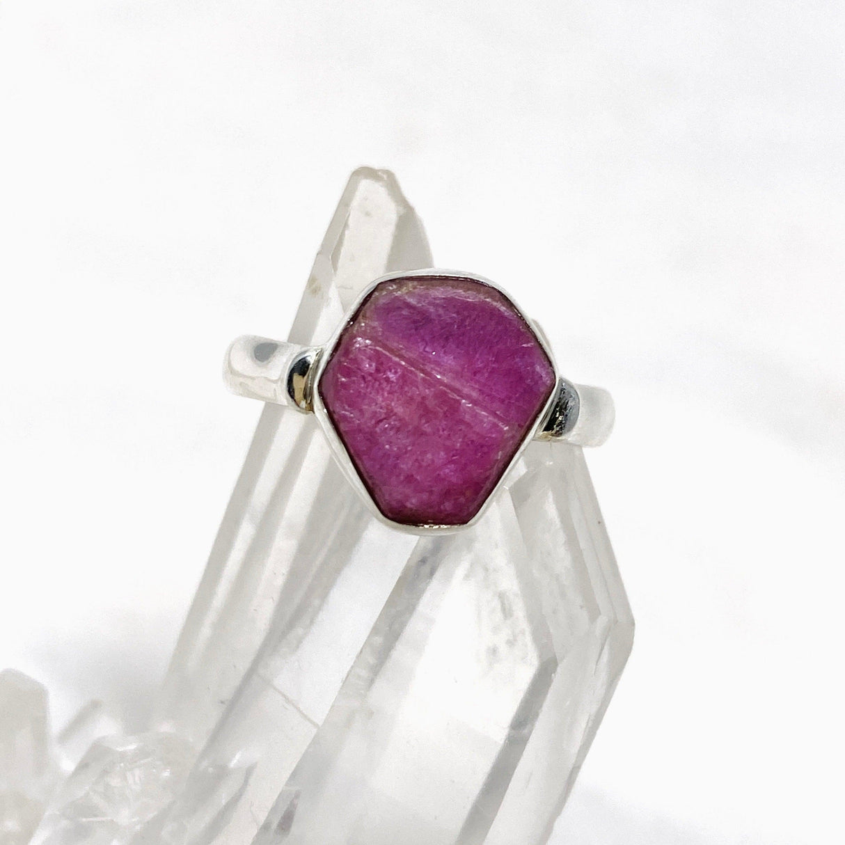 Raw Ruby Hexagonal Fine Band Ring R3-HEX - Nature's Magick