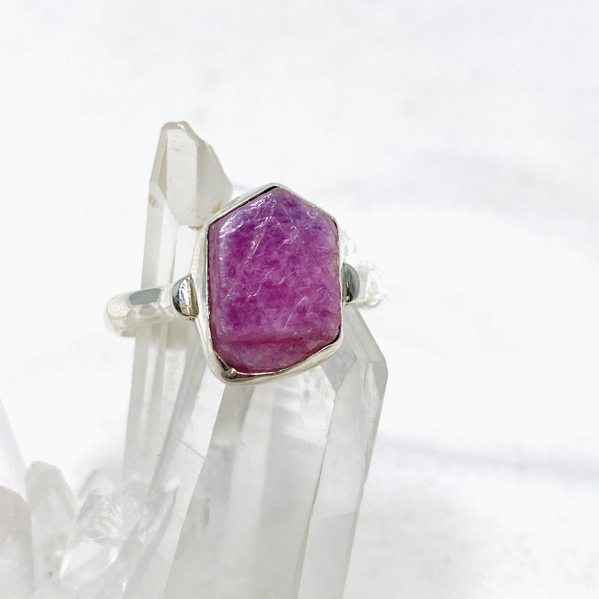 Raw Ruby Hexagonal Fine Band Ring R3-HEX - Nature's Magick