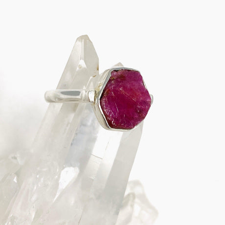 Raw Ruby Hexagonal Fine Band Ring R3-HEX - Nature's Magick