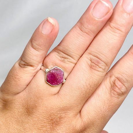 Raw Ruby Hexagonal Fine Band Ring R3-HEX - Nature's Magick