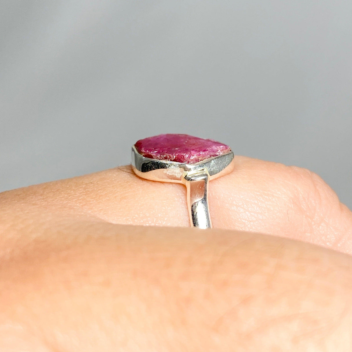 Raw Ruby Hexagonal Fine Band Ring R3-HEX - Nature's Magick