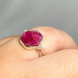 Raw Ruby Hexagonal Fine Band Ring R3-HEX - Nature's Magick