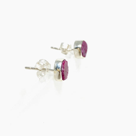 Raw Ruby Hexagonal Stud Earrings S245 - Nature's Magick