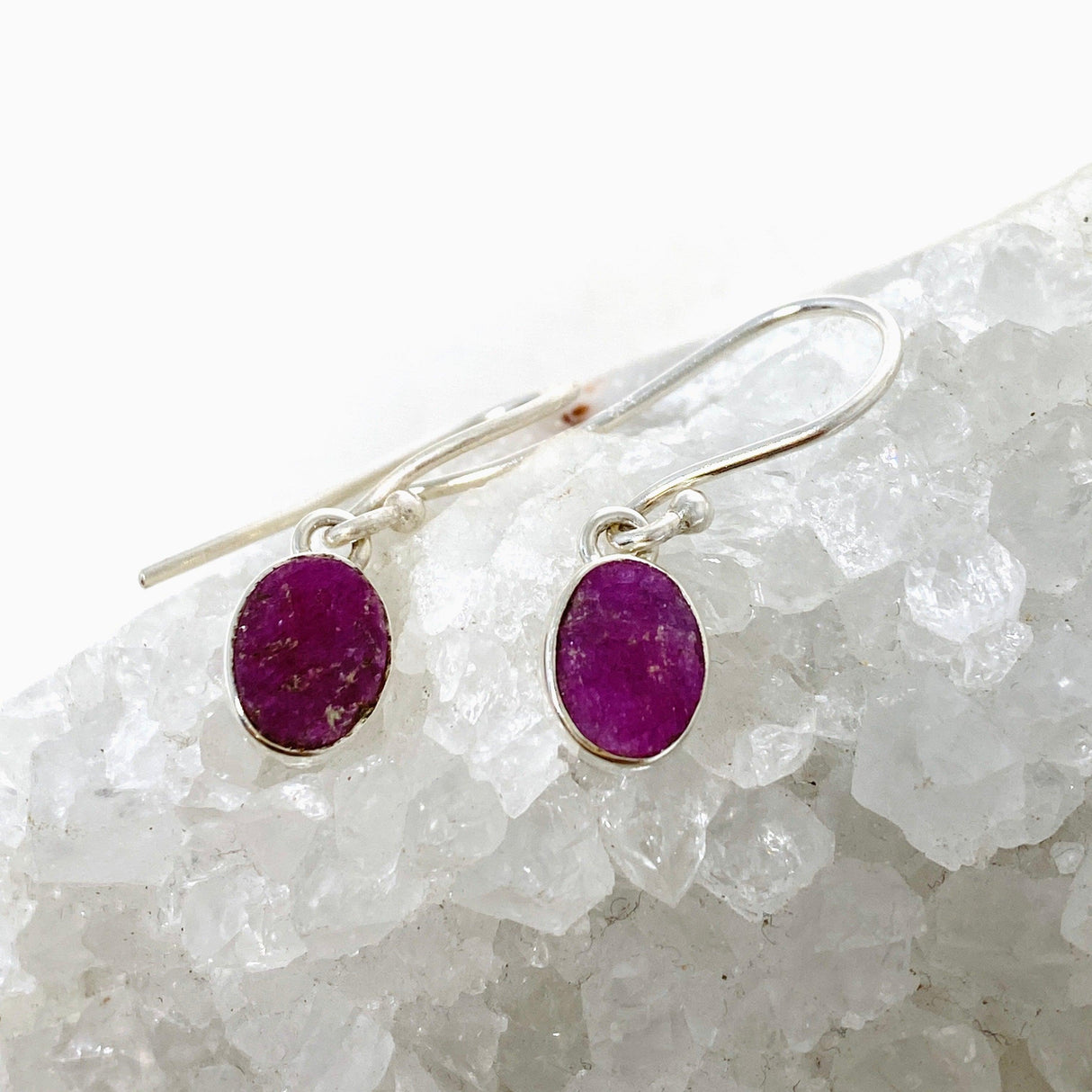 Raw Ruby Oval Earrings E2483 - Nature's Magick