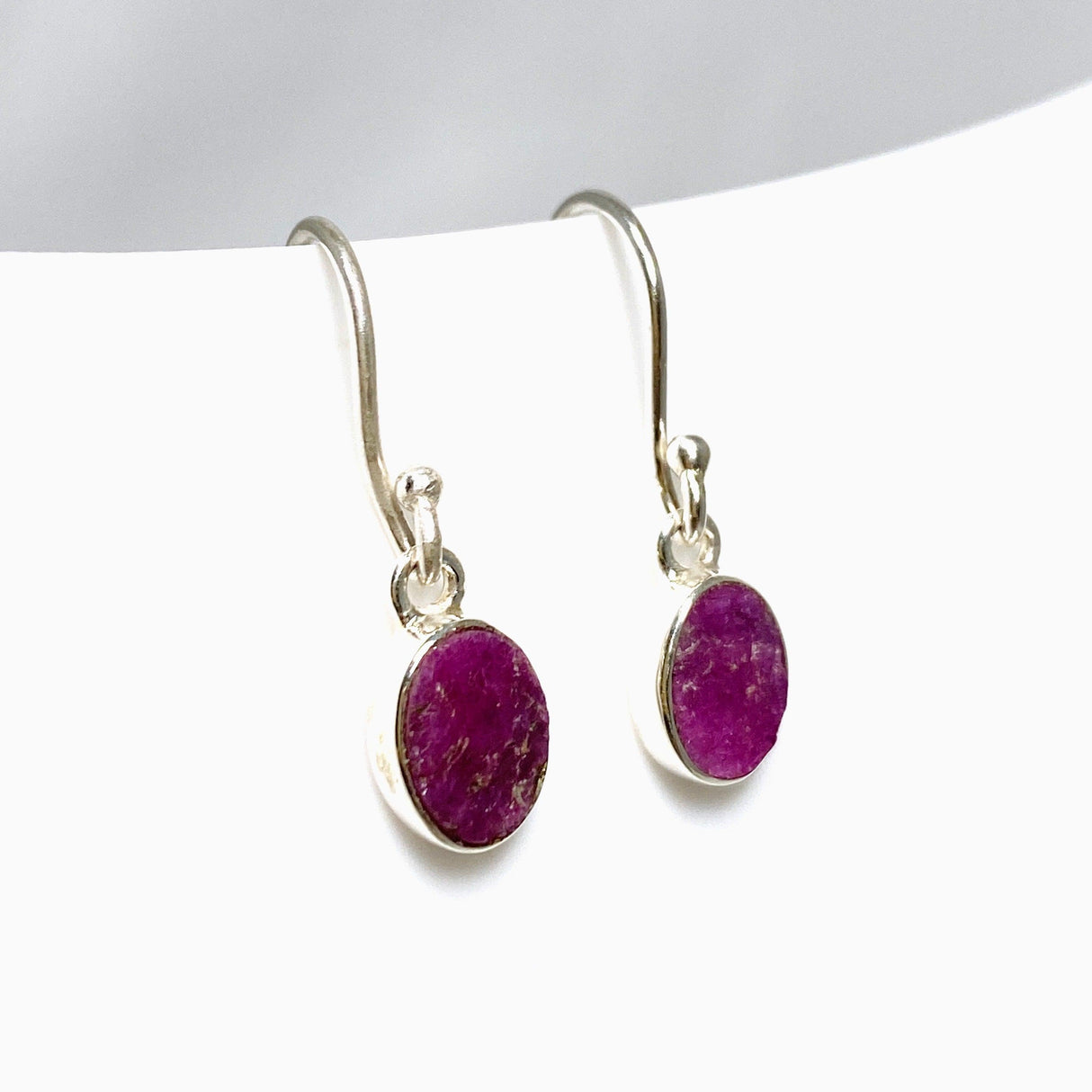 Raw Ruby Oval Earrings E2483 - Nature's Magick