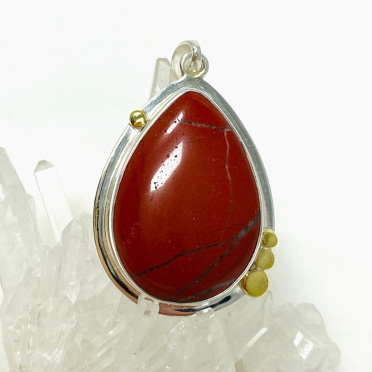 Red Jasper Teardrop Pendant in a Decorative Setting KPGJ4445 - Nature's Magick