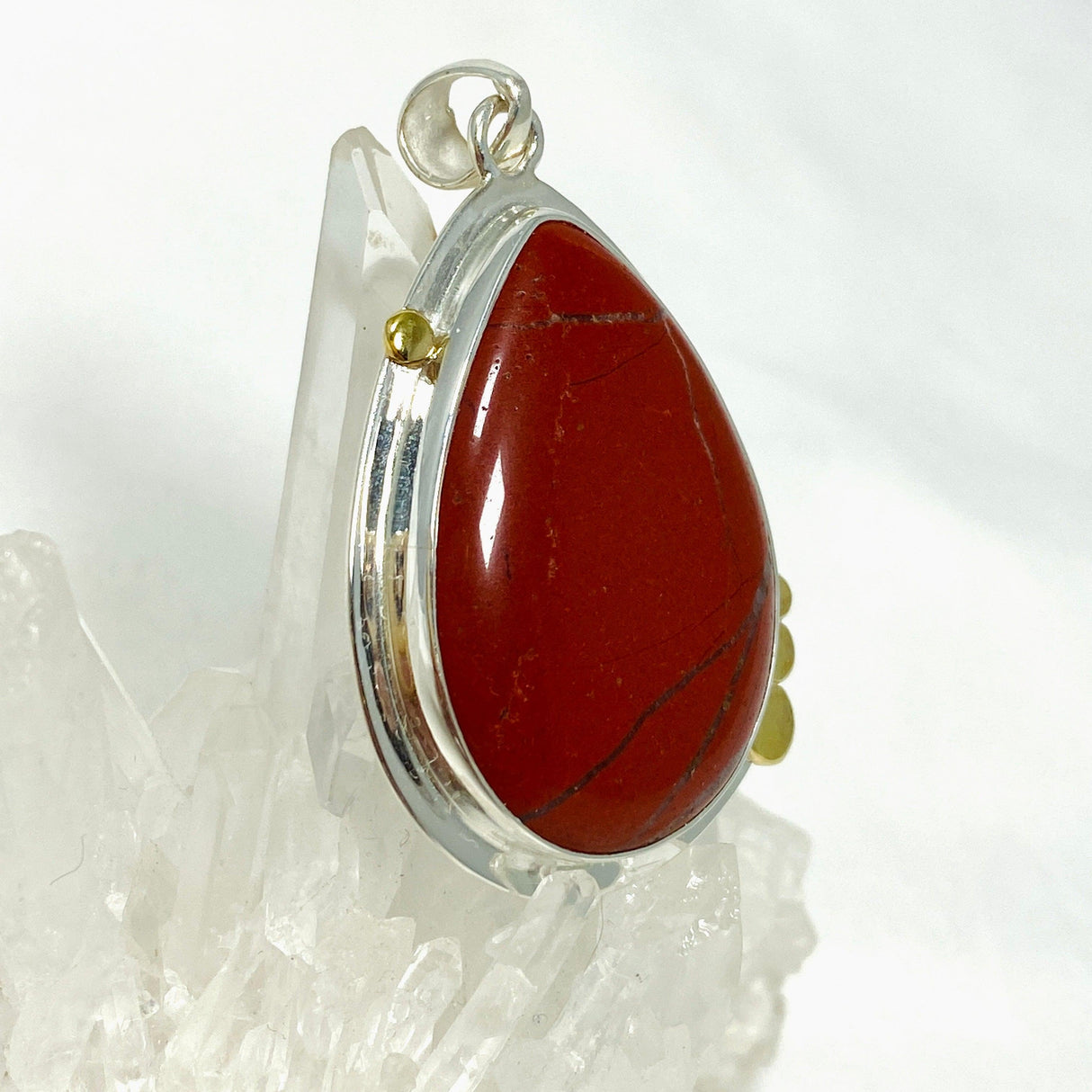 Red Jasper Teardrop Pendant in a Decorative Setting KPGJ4445 - Nature's Magick