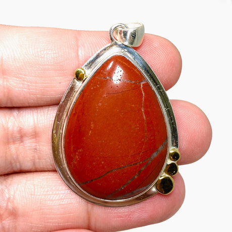 Red Jasper Teardrop Pendant in a Decorative Setting KPGJ4445 - Nature's Magick