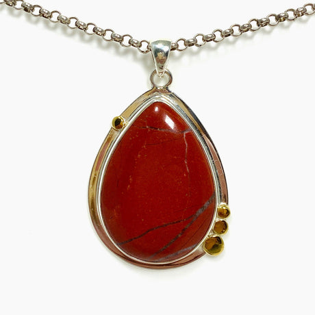 Red Jasper Teardrop Pendant in a Decorative Setting KPGJ4445 - Nature's Magick