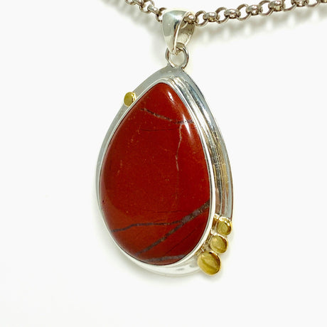 Red Jasper Teardrop Pendant in a Decorative Setting KPGJ4445 - Nature's Magick