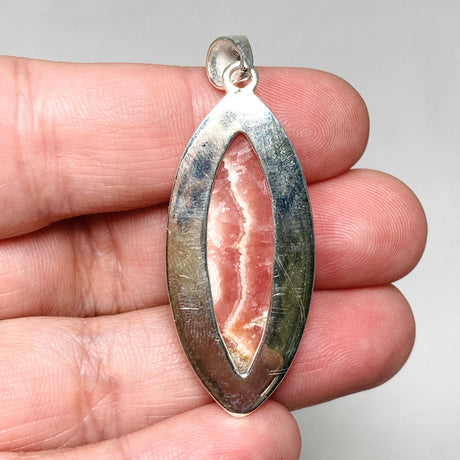 Rhodochrosite Marquise Pendant in a Hammered Setting KPGJ4331 - Nature's Magick