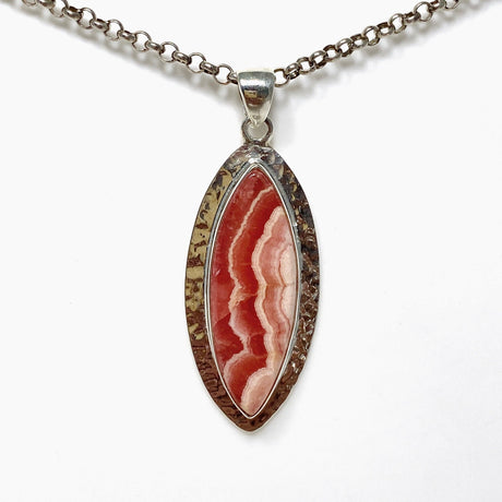 Rhodochrosite Marquise Pendant in a Hammered Setting KPGJ4331 - Nature's Magick