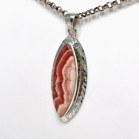 Rhodochrosite Marquise Pendant in a Hammered Setting KPGJ4331 - Nature's Magick