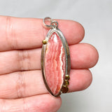 Rhodochrosite Marquise Pendant with Brass Accents KPGJ4332 - Nature's Magick