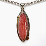 Rhodochrosite Marquise Pendant with Brass Accents KPGJ4332 - Nature's Magick