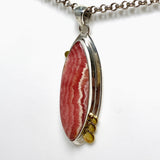 Rhodochrosite Marquise Pendant with Brass Accents KPGJ4332 - Nature's Magick