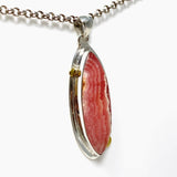 Rhodochrosite Marquise Pendant with Brass Accents KPGJ4332 - Nature's Magick