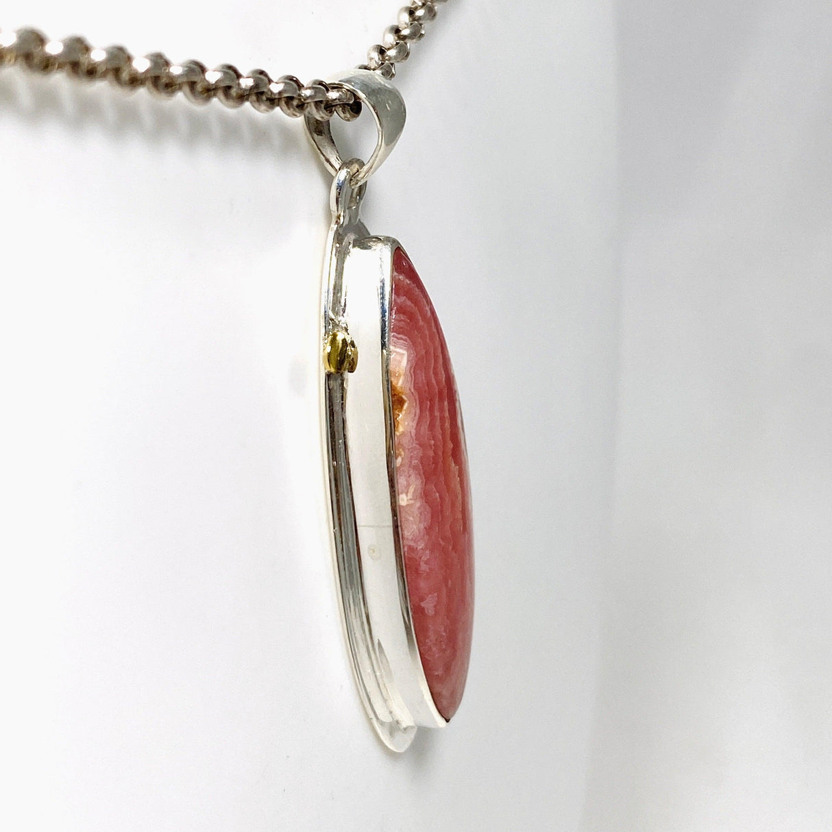 Rhodochrosite Marquise Pendant with Brass Accents KPGJ4332 - Nature's Magick