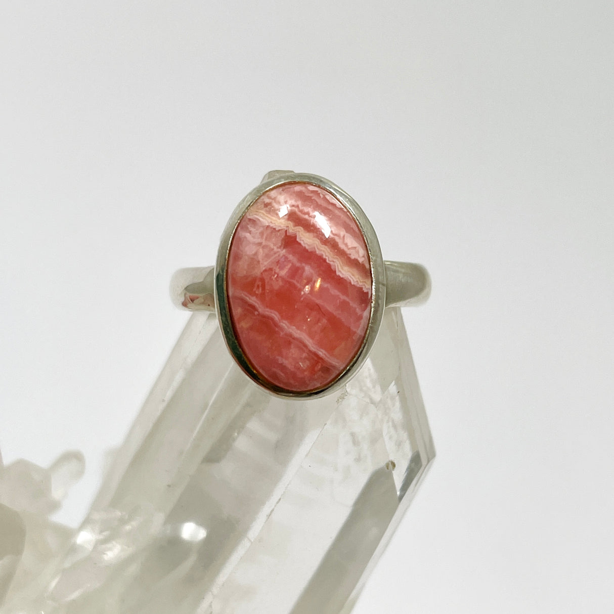 Rhodochrosite Oval Cabochon Ring Size 5.5 PRGJ648