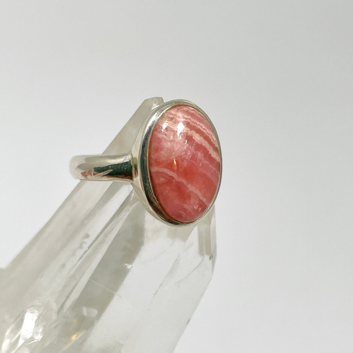 Rhodochrosite Oval Cabochon Ring Size 5.5 PRGJ648