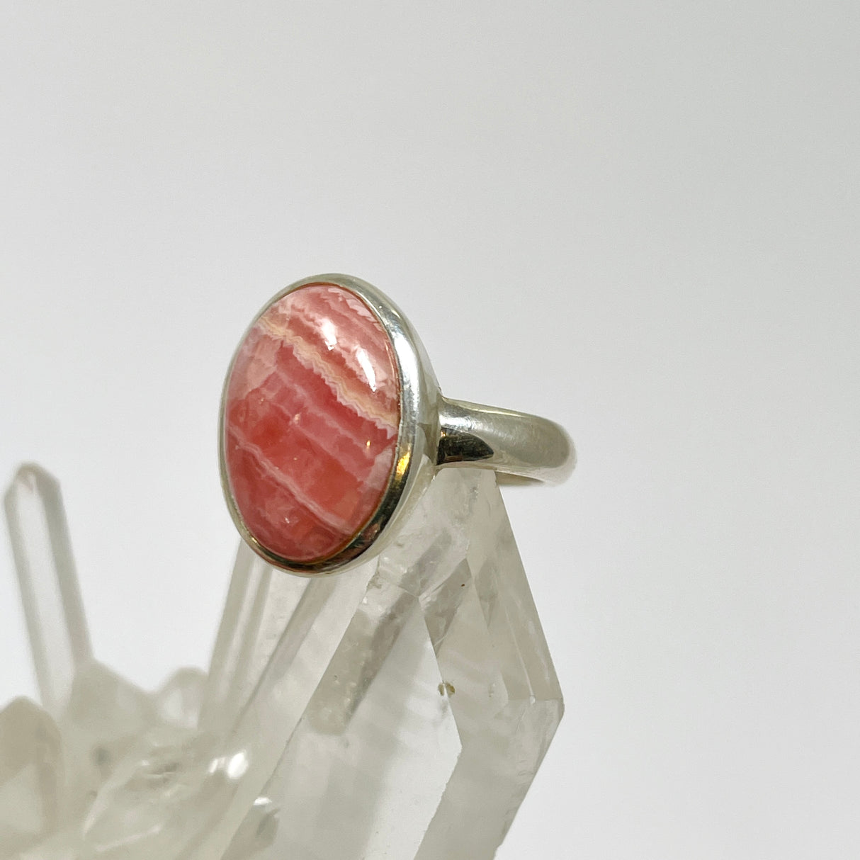 Rhodochrosite Oval Cabochon Ring Size 5.5 PRGJ648
