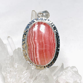 Rhodochrosite Oval Pendant in a Hammered Setting KPGJ4320 - Nature's Magick
