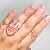 Rhodochrosite Oval Ring with Brass Accents Size 10 KRGJ3166 - Nature's Magick