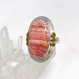 Rhodochrosite Oval Ring with Brass Accents Size 11 KRGJ3165 - Nature's Magick