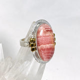 Rhodochrosite Oval Ring with Brass Accents Size 11 KRGJ3165 - Nature's Magick