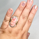 Rhodochrosite Oval Ring with Brass Accents Size 11 KRGJ3165 - Nature's Magick