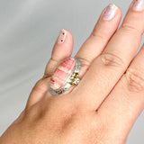 Rhodochrosite Oval Ring with Brass Accents Size 11 KRGJ3165 - Nature's Magick