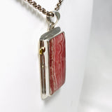 Rhodochrosite Rectangular Pendant with Brass Accents KPGJ4324 - Nature's Magick