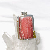 Rhodochrosite Rectangular Pendant with Brass Accents KPGJ4324 - Nature's Magick