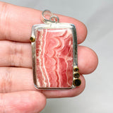 Rhodochrosite Rectangular Pendant with Brass Accents KPGJ4324 - Nature's Magick