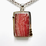 Rhodochrosite Rectangular Pendant with Brass Accents KPGJ4324 - Nature's Magick