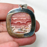 Rhodochrosite Square Pendant in a Hammered Setting KPGJ4322 - Nature's Magick