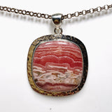 Rhodochrosite Square Pendant in a Hammered Setting KPGJ4322 - Nature's Magick