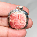 Rhodochrosite Square Pendant in a Hammered Setting KPGJ4323 - Nature's Magick