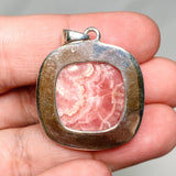 Rhodochrosite Square Pendant in a Hammered Setting KPGJ4323 - Nature's Magick