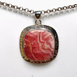 Rhodochrosite Square Pendant in a Hammered Setting KPGJ4323 - Nature's Magick