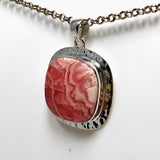 Rhodochrosite Square Pendant in a Hammered Setting KPGJ4323 - Nature's Magick