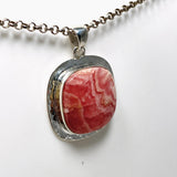 Rhodochrosite Square Pendant in a Hammered Setting KPGJ4323 - Nature's Magick