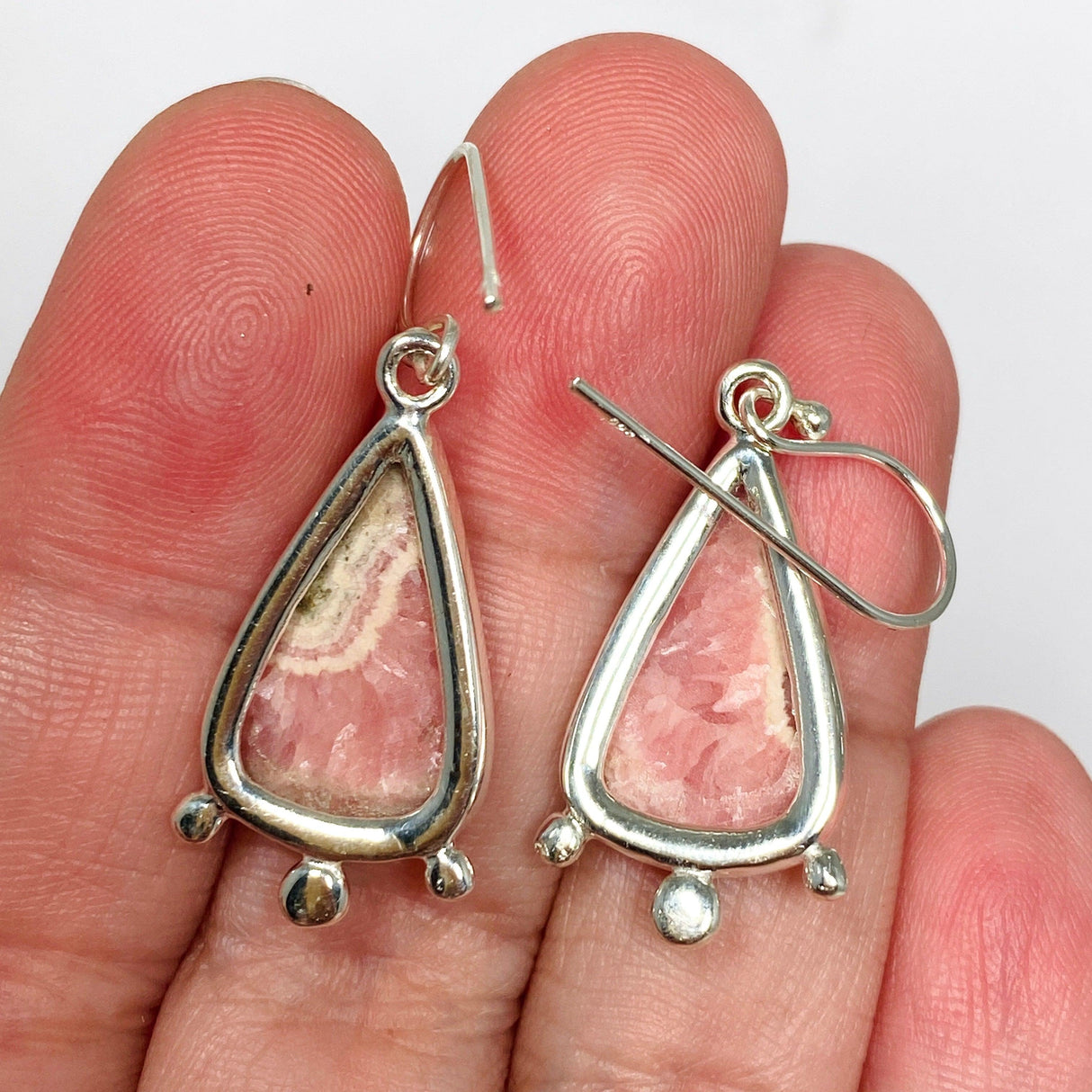 Rhodochrosite Teardrop Earrings in a Decorative Setting KEGJ1459 - Nature's Magick