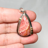 Rhodochrosite Teardrop Pendant with Brass Accents KPGJ4325 - Nature's Magick