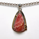 Rhodochrosite Teardrop Pendant with Brass Accents KPGJ4325 - Nature's Magick