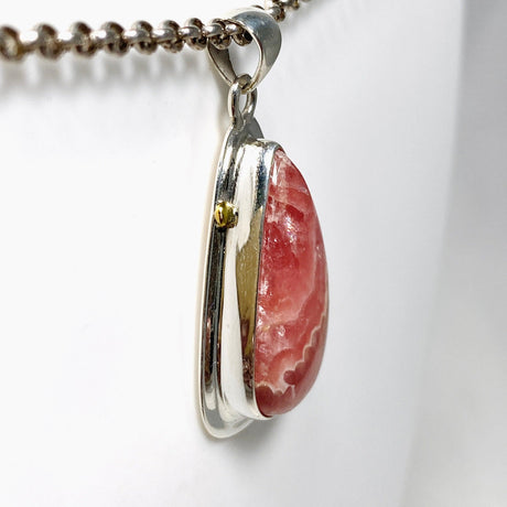 Rhodochrosite Teardrop Pendant with Brass Accents KPGJ4325 - Nature's Magick