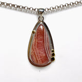 Rhodochrosite Teardrop Pendant with Brass Accents KPGJ4327 - Nature's Magick