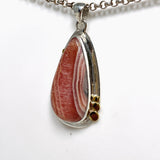 Rhodochrosite Teardrop Pendant with Brass Accents KPGJ4327 - Nature's Magick