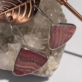 Rhodochrosite triangular earrings with long fixed hooks KEGJ526 - Nature's Magick