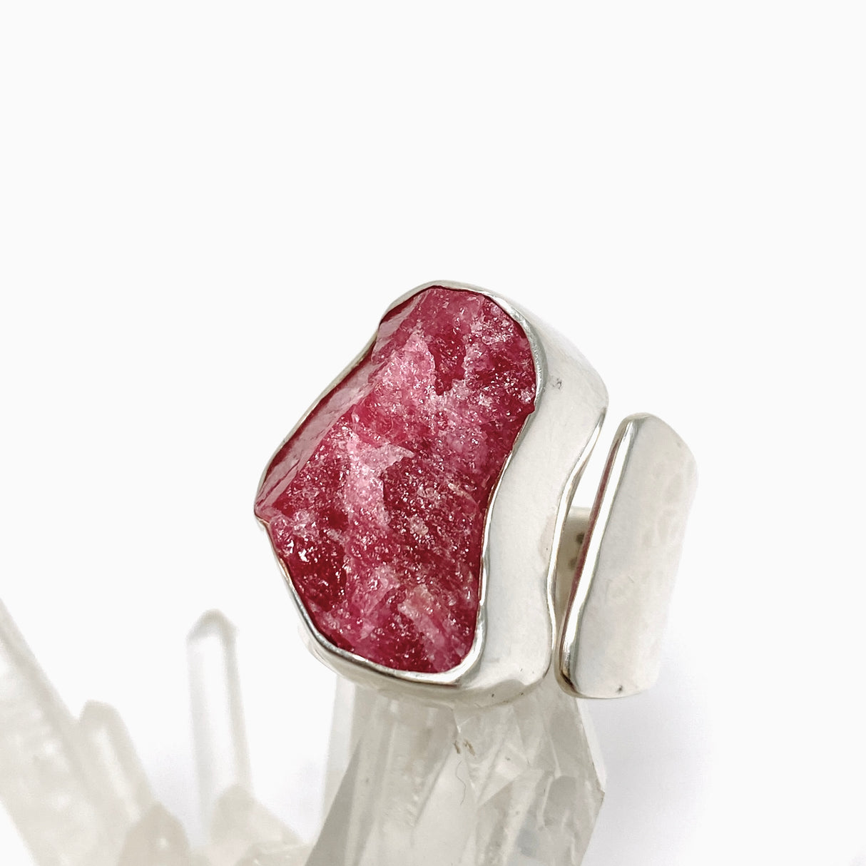 Rhodonite Raw Freeform Thick Band Ring Size 8 BTR-14